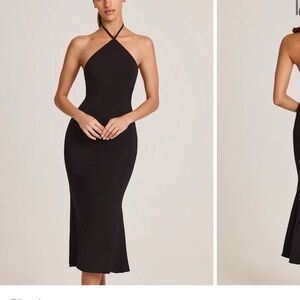 Elegant Black Halter Neck Dress